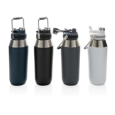 Botella 1l acero inoxidable con doble tapa personalizada